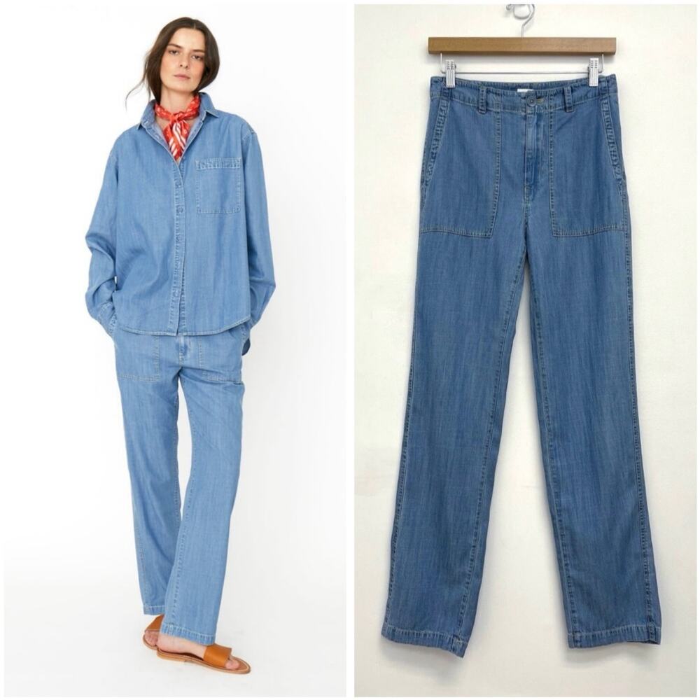 KULE The Chambray City Pants Lightweight Coastal Nautical Preppy Denim - Size 0